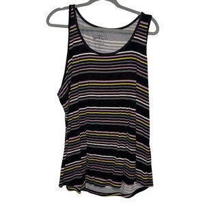 Torrid Super Soft Striped Tank Top Size 3 Rayon & Spandex Black/Pink/Yellow